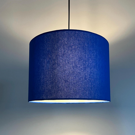 Royal Blue Cotton Drum Lampshade | Handmade Ceiling Light Shade | Bespoke UK