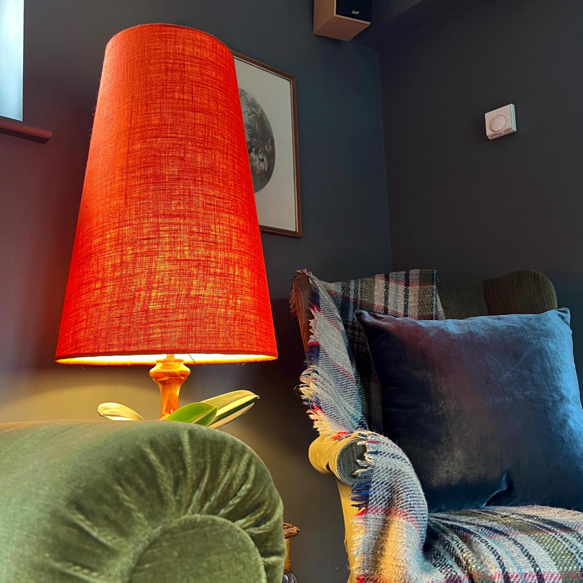 Orange hessian Lampshade | Extra Tall Cone Light Shade | Bespoke Handmade UK