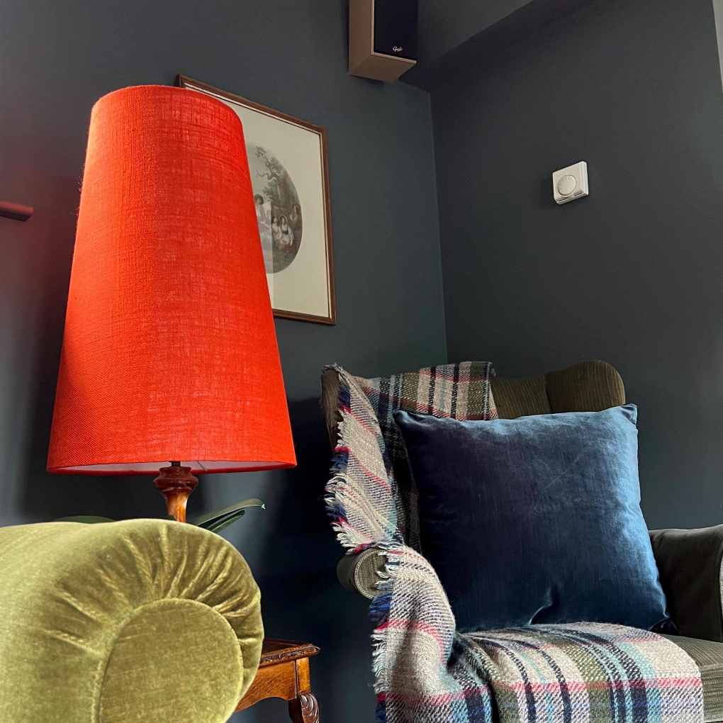 Orange hessian Lampshade | Extra Tall Cone Light Shade | Bespoke Handmade UK