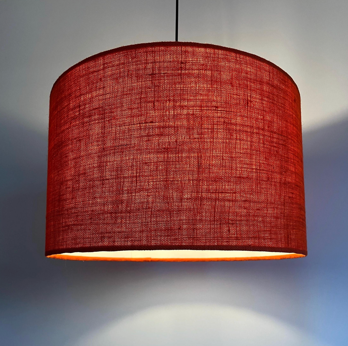 Orange Hessian Drum Lampshade | Ceiling Light Shade | Bespoke Handmade UK