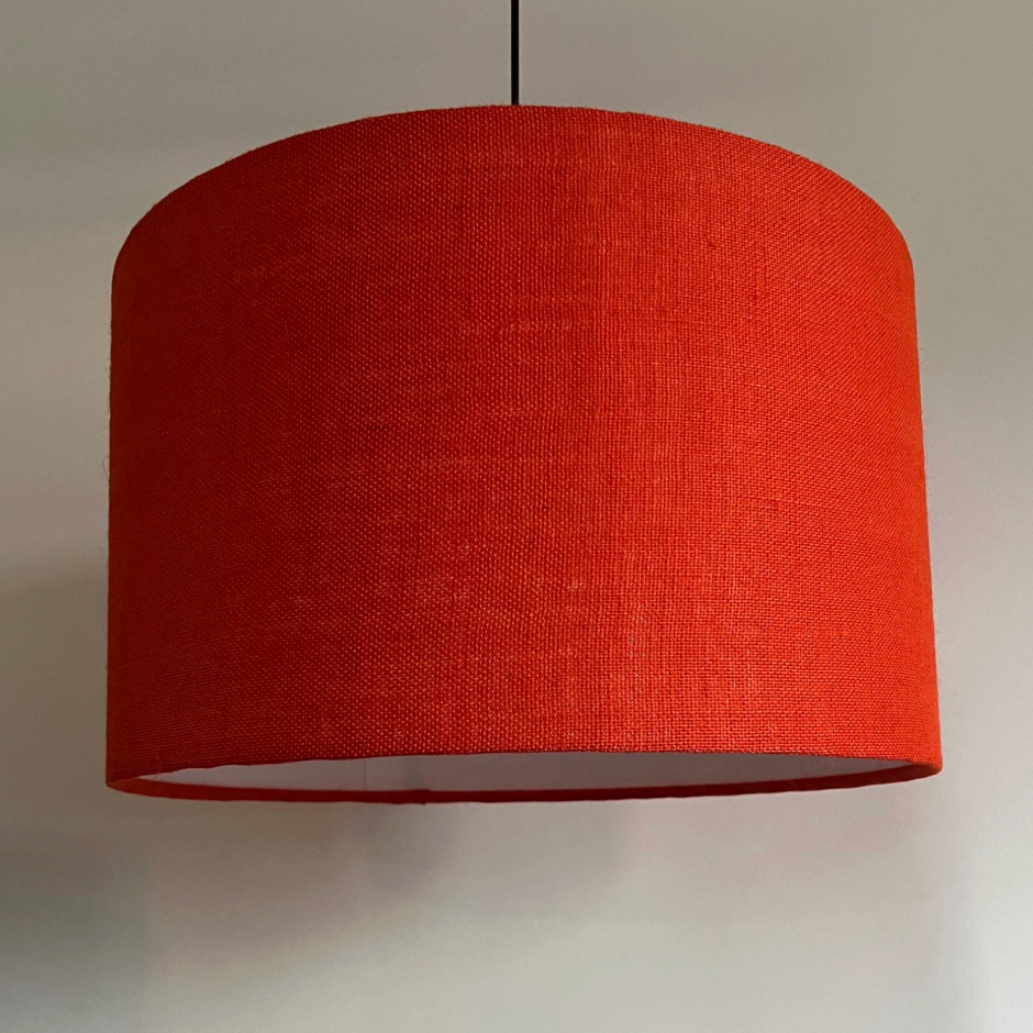 Orange Hessian Drum Lampshade | Ceiling Light Shade | Bespoke Handmade UK