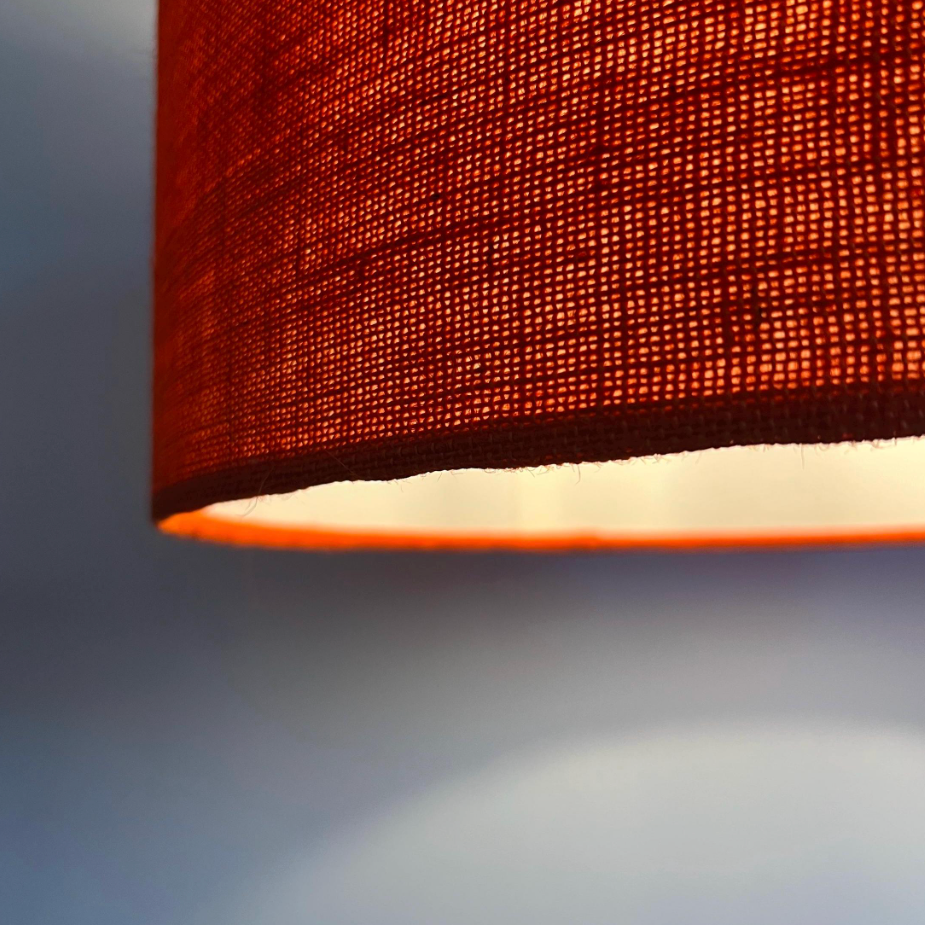 Orange Hessian Drum Lampshade | Ceiling Light Shade | Bespoke Handmade UK