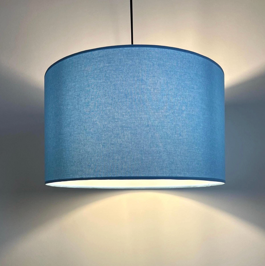 Light Blue Cotton Drum Lampshade | Handmade Ceiling Light Shade | Bespoke UK