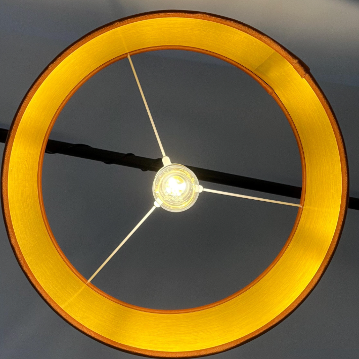Slim Burnt Orange Velvet Ceiling Light Shade: Metallic Lined Extra Large Drum