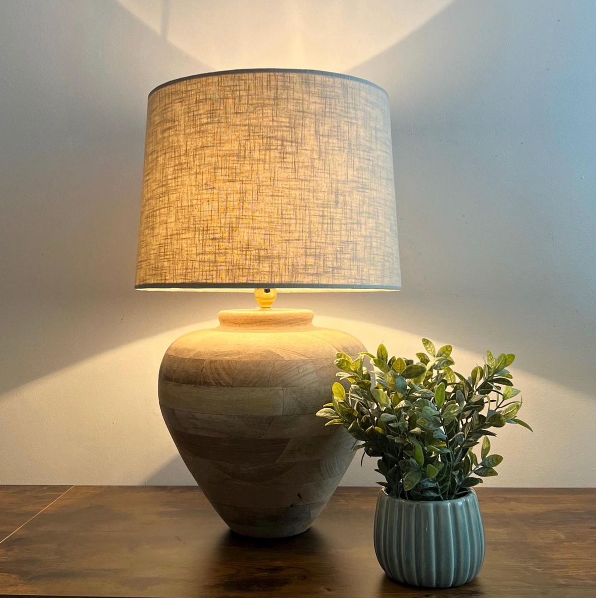 Natural linen French Drum Lampshade | Handmade Ceiling Light Shade | UK