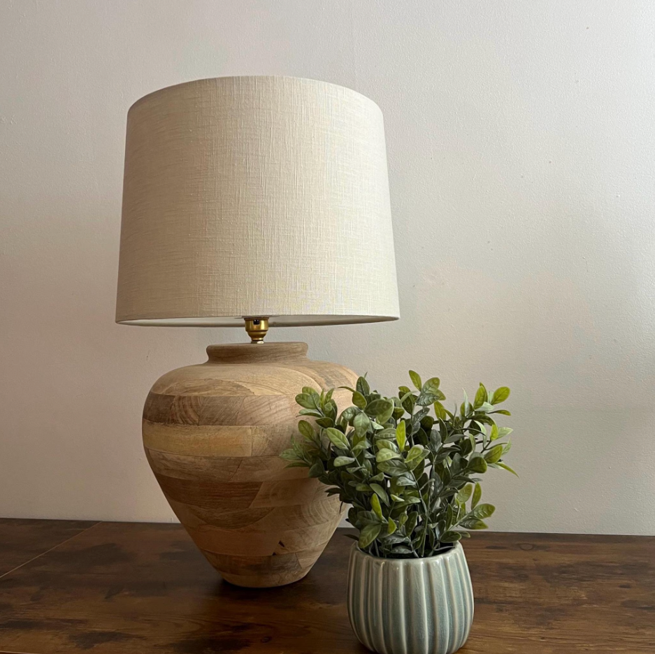 Natural linen French Drum Lampshade | Handmade Ceiling Light Shade | UK