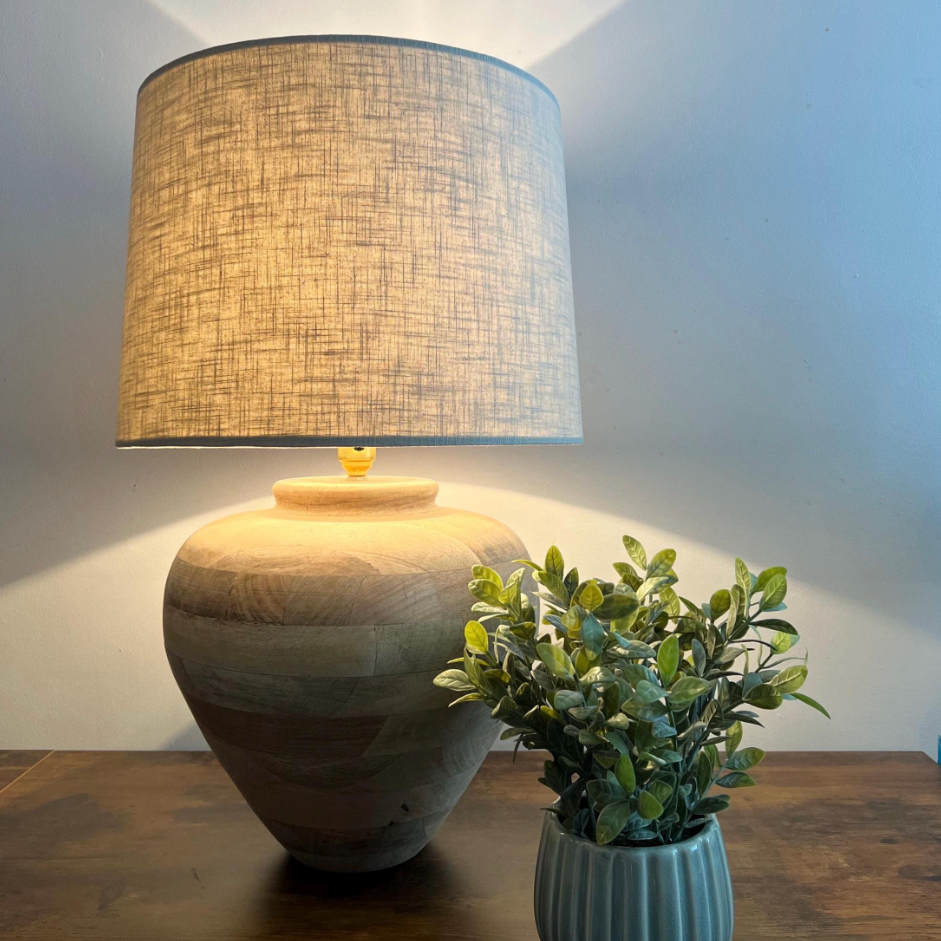 Natural linen French Drum Lampshade | Handmade Ceiling Light Shade | UK