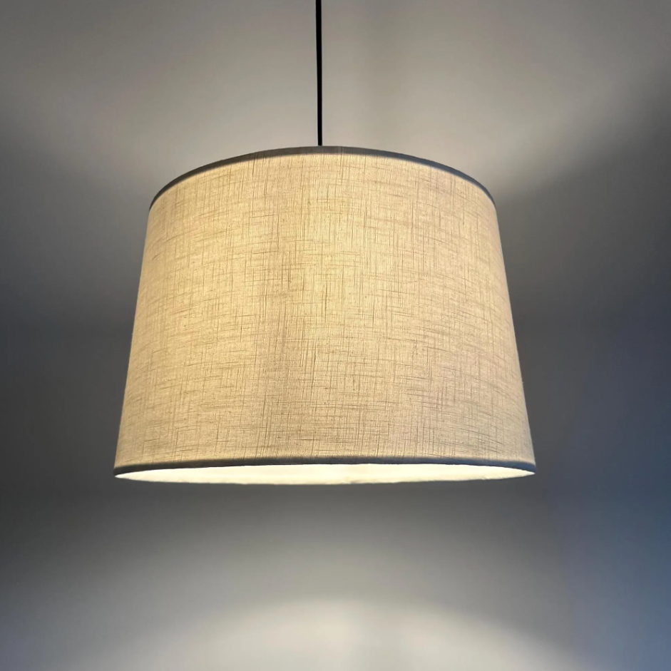 Off white linen French Drum Lampshade | Handmade Ceiling Light Shade | UK