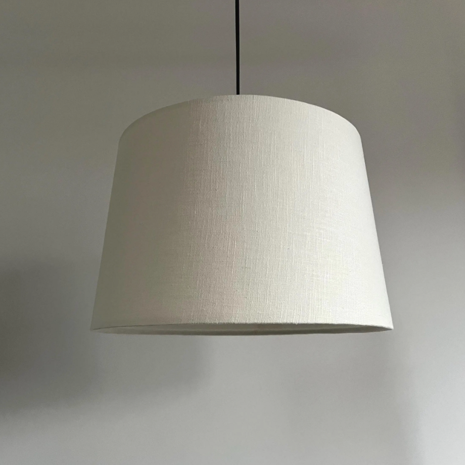 Off white linen French Drum Lampshade | Handmade Ceiling Light Shade | UK