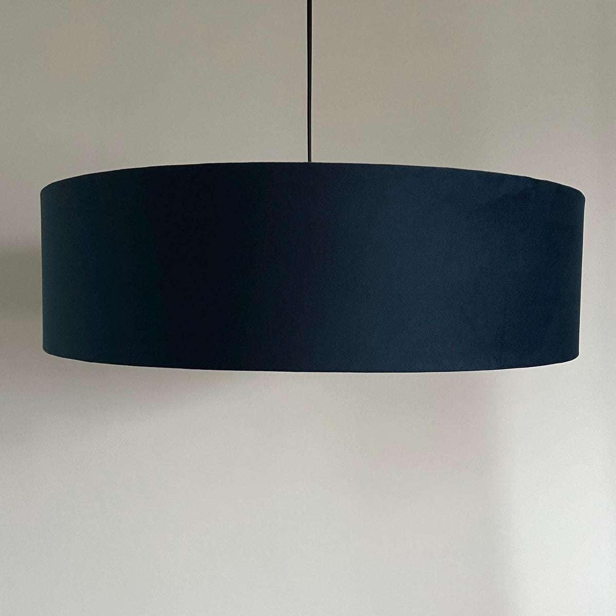 Slim Navy blue Velvet Ceiling Light Shade: Metallic Lined Extra Large Drum