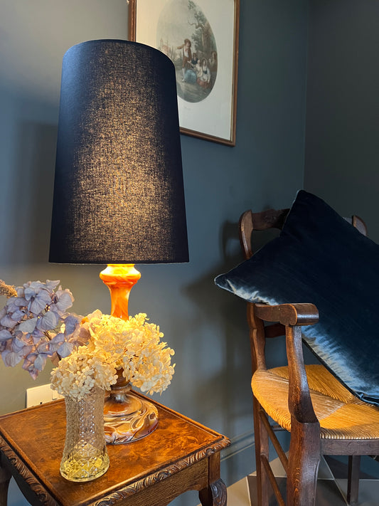 Black cotton cone lampshade, extra tall lampshade