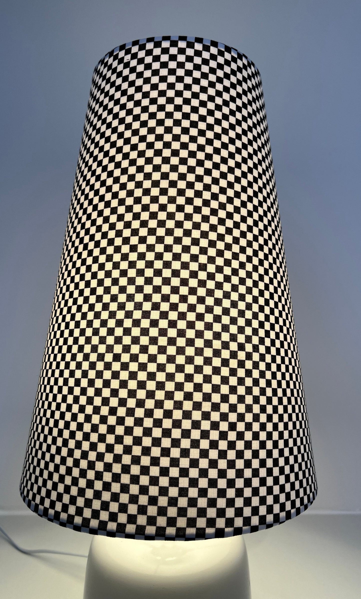 Checkerboard cotton cone lampshade, extra tall lampshade