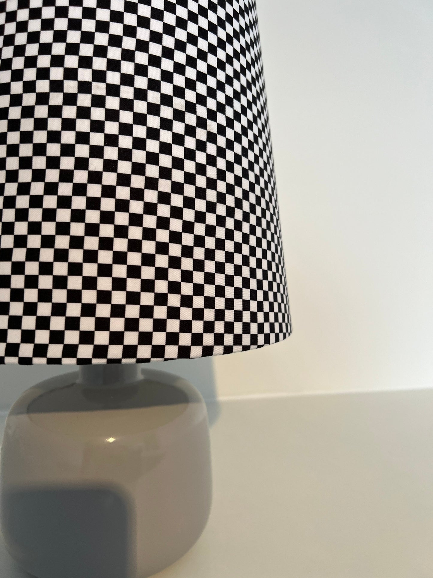 Checkerboard cotton cone lampshade, extra tall lampshade