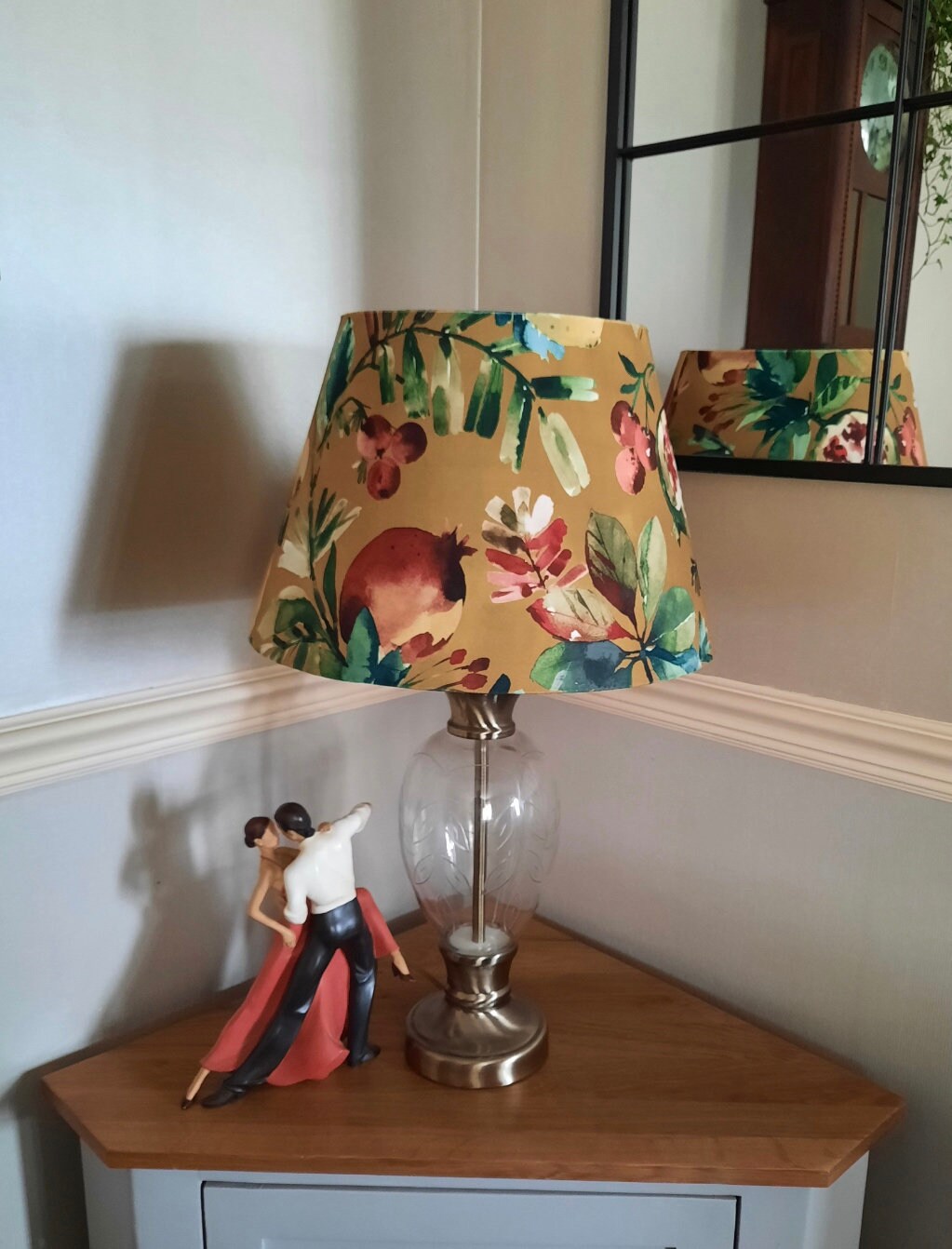 Fruta fig velvet coolie lampshade/ ceiling light shade, empire lampshade, mustard